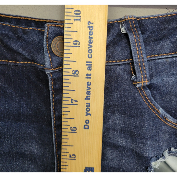 Time and Tru Thrashed Jean Shorts Supper Skinny Womens 14 Blue Denim Dark Wash - Picture 5 of 10